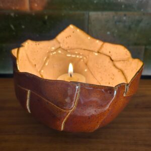 PORTA-VELAS RETALHOS DE LUZ<br /> Palla<br /> Vinho e branco