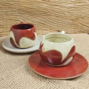 CONJUNTO DE 2 XÍCARAS DE CHÁ <br/>Muschi <br/>Vinho e nanica