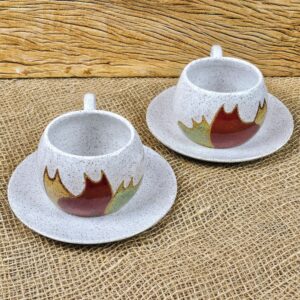 CONJUNTO DE 2 XÍCARAS DE CHÁ <br/>Gangue<br/>Vinho, ocre, verde e branco