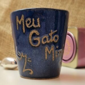 CANECA ONDULADA<br /> Meu Gato Minha Vida <br>Azul