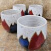CONJUNTO DE 4 COPOS BOJUDOS<br /> Gangue<br>Azul, branco e vinho