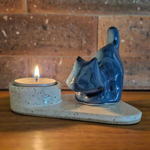 PORTA-VELAS LUZ & GATO<br /> Darth<br /> Azul e branco