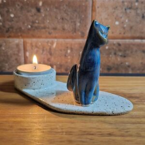 PORTA-VELAS LUZ & GATO<br /> Midi<br /> Azul e branco