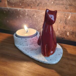 PORTA-VELAS LUZ & GATO<br /> Midi<br /> Vinho e branco