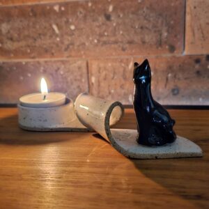 PORTA-VELAS LUZ & GATO<br /> Mini<br /> Preto e branco