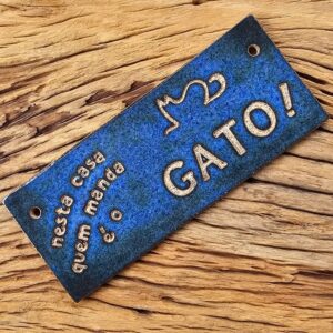 PLACA DECORATIVA RETANGULAR<br /> Manda-Chuva <br /> Azul