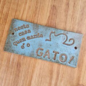 PLACA DECORATIVA RETANGULAR<br /> Manda-Chuva <br /> Turquesa