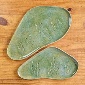 CONJUNTO 2 TRAVESSAS TRIANGULARES <br />Jardim do Mar<br />Verde azulado